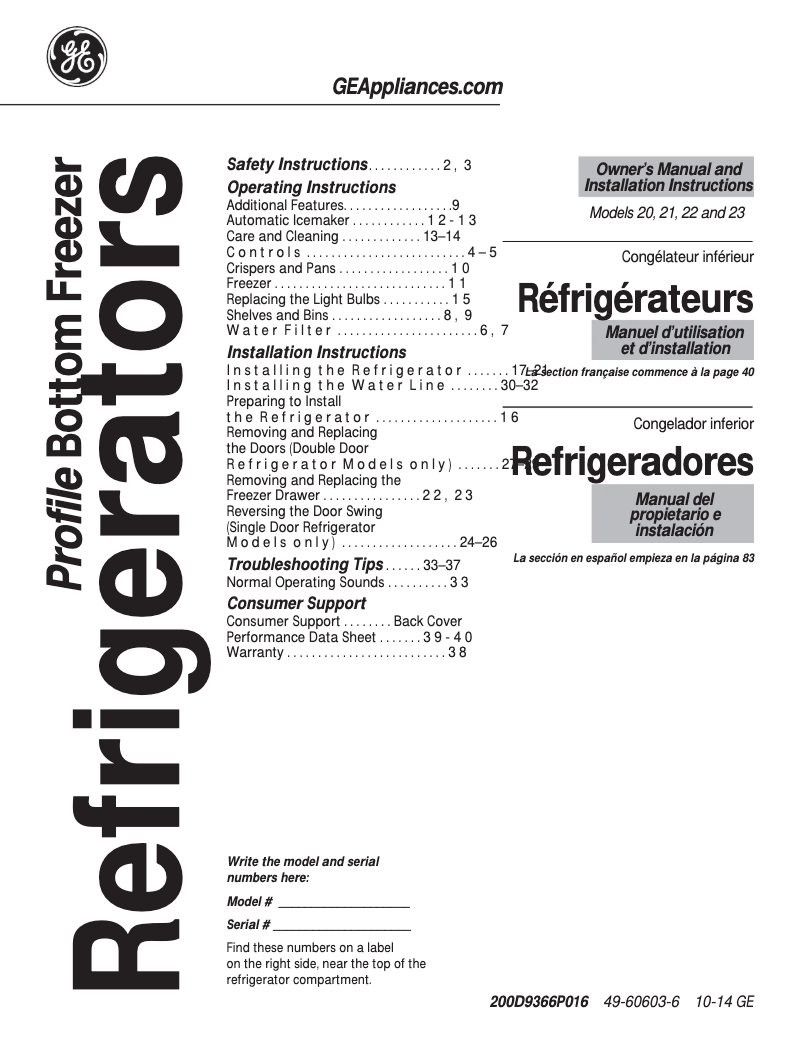 Imagen de la primera página del manual del dispositivo GNS23GMHES