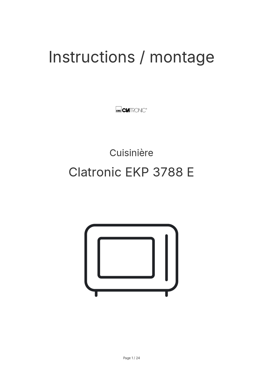 Image de la première page du manuel de l'appareil EKP 3788 E