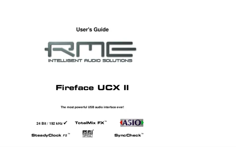 Page 1 de la notice Manuel utilisateur RME Fireface UCX II