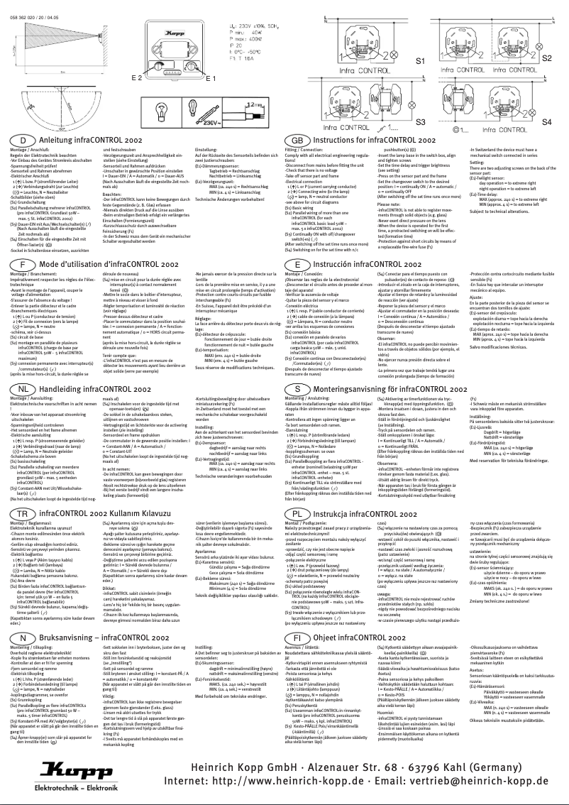 Page 1 de la notice Manuel utilisateur Kopp InfraCONTROL 2002