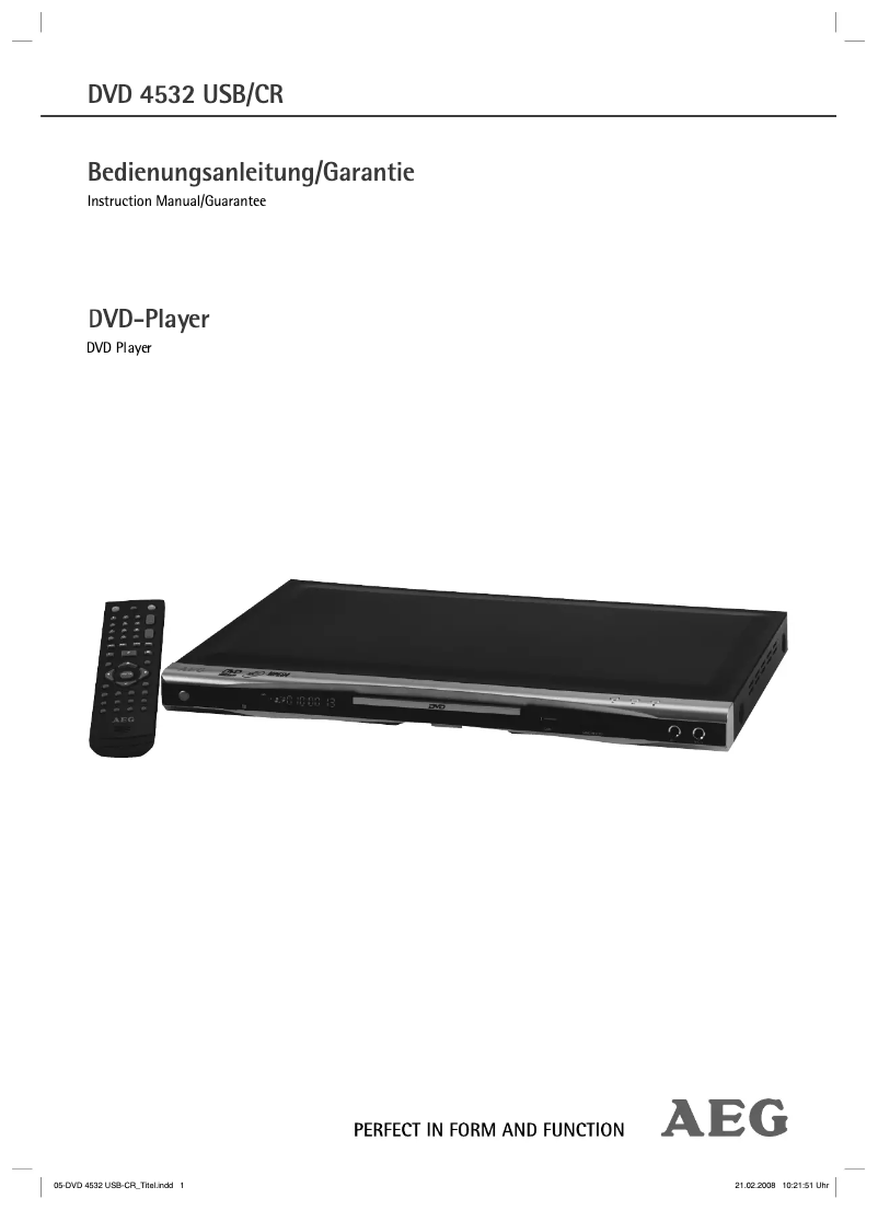 Image de la première page du manuel de l'appareil DVD 4532 CR