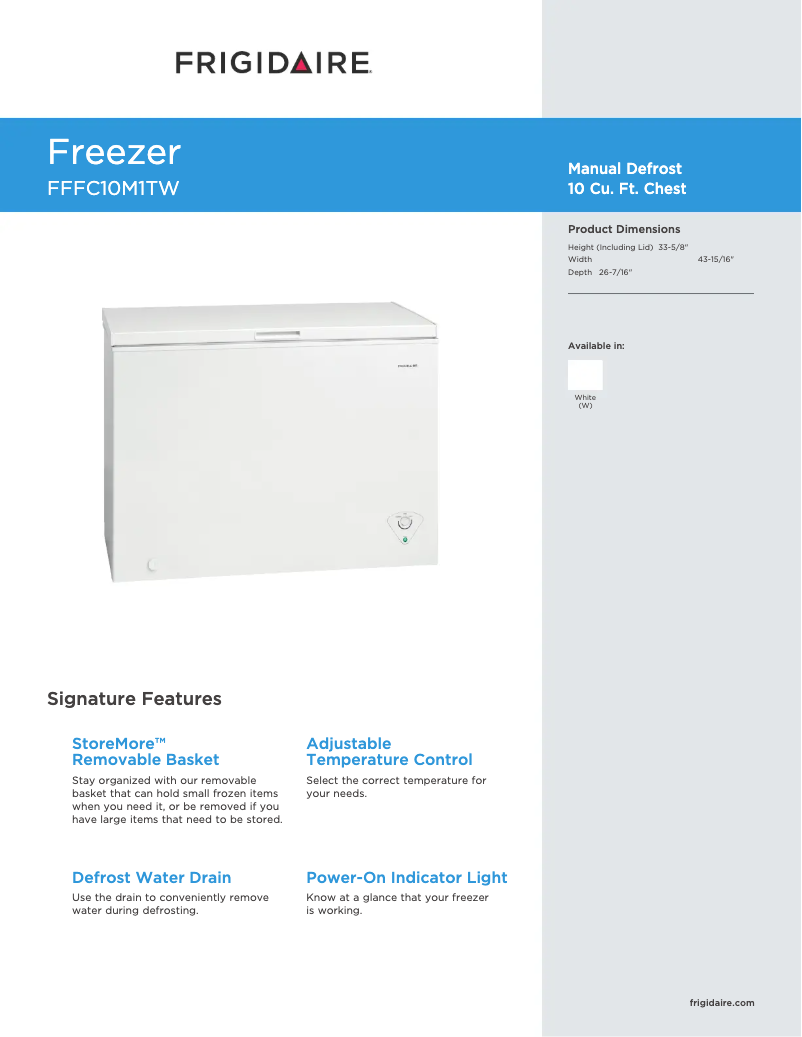 Image de la première page du manuel de l'appareil FFFC10M1TW