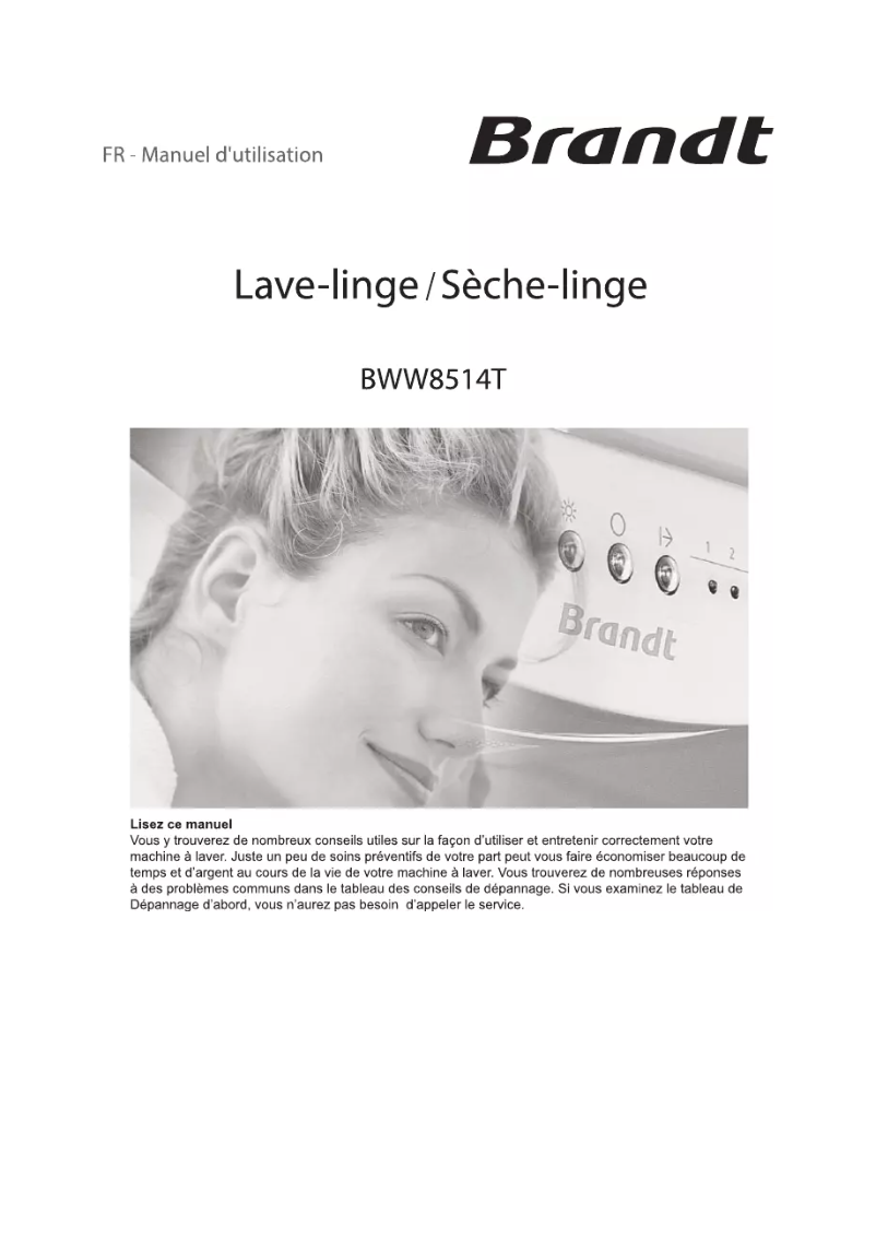 Image de la première page du manuel de l'appareil BWW8514T