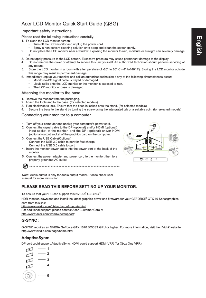 Page 1 de la notice Guide de démarrage rapide Acer CP7271KP