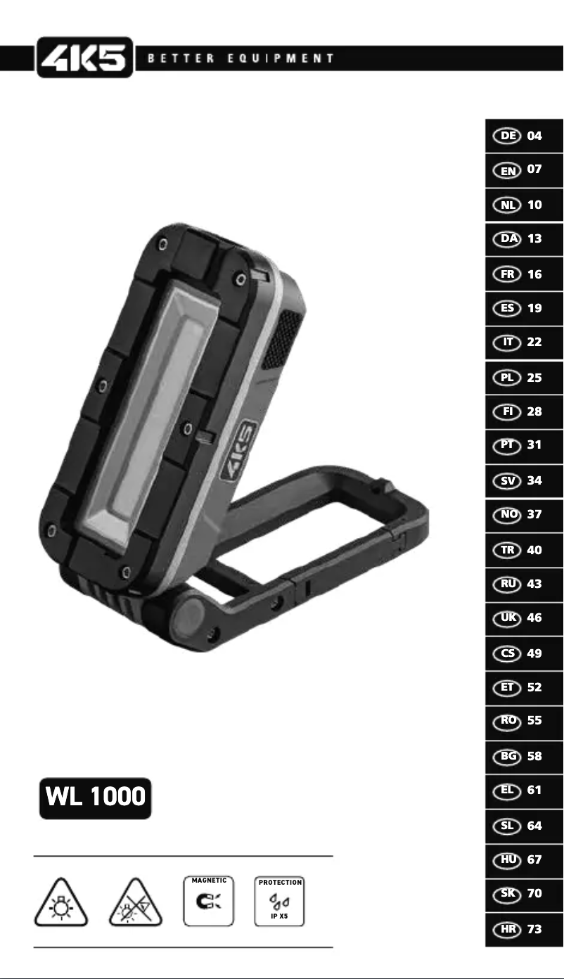 Page 1 de la notice Manuel utilisateur 4K5 WL 1000