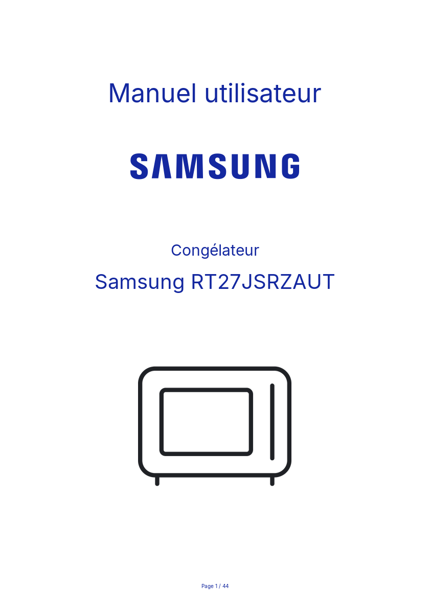 Page n°1 - Manuel utilisateur Samsung RT27JSRZAUT