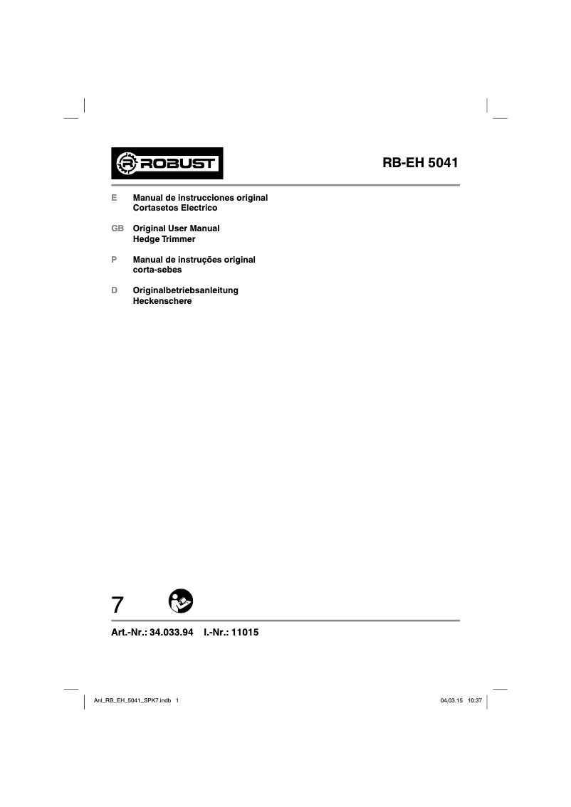 Image de la première page du manuel de l'appareil RB-EH 5041