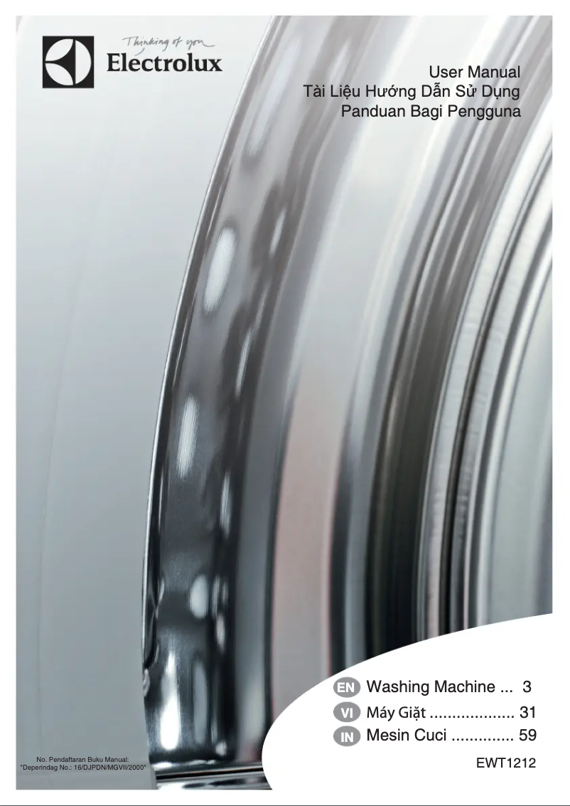 Page 1 de la notice Manuel utilisateur Electrolux EWT1212