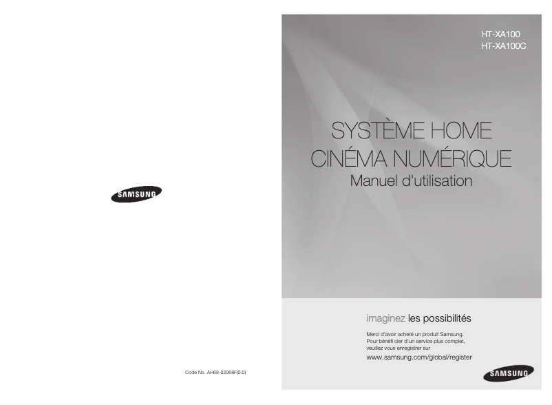 Page 1 de la notice Manuel utilisateur Samsung HT-XA100RS