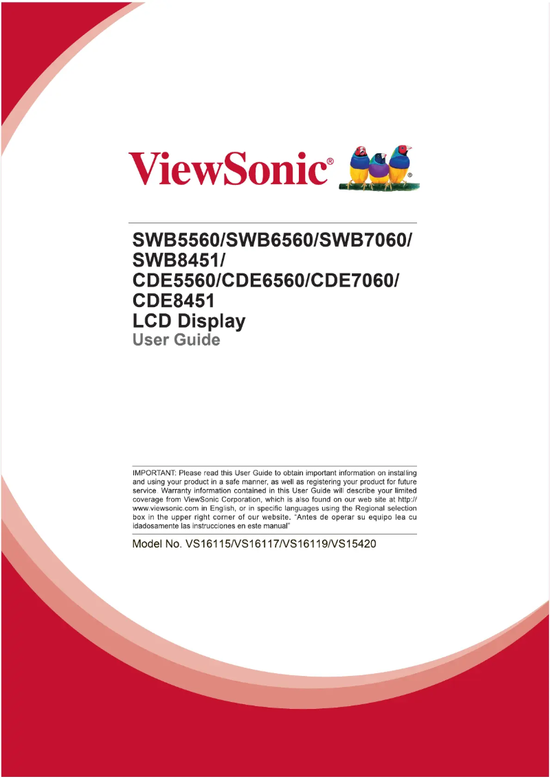 Page n°1 - Manuel utilisateur Viewsonic SWB8451