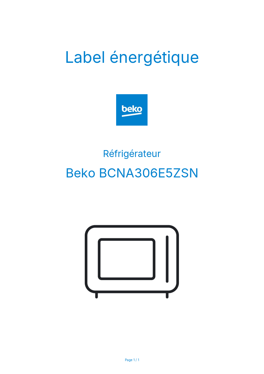 Image de la première page du manuel de l'appareil BCNA306E5ZSN