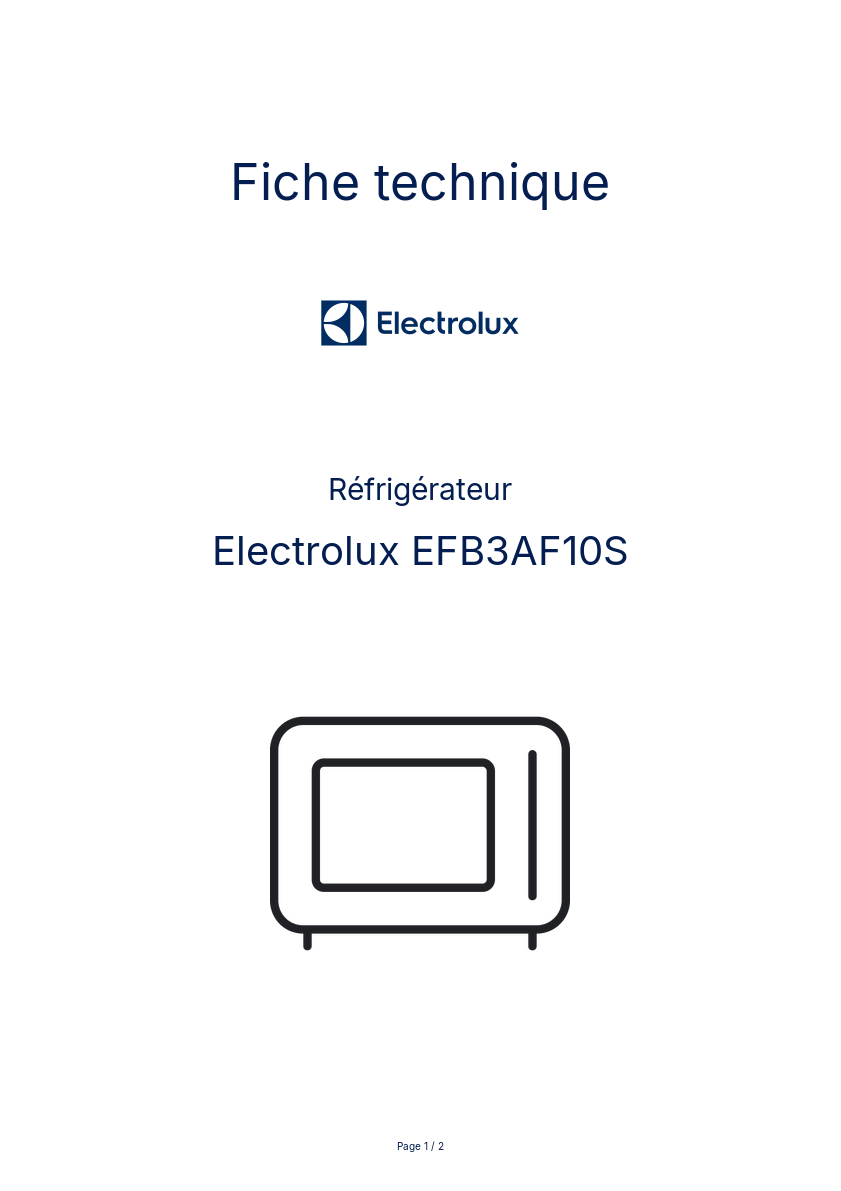 Page n°1 - Fiche technique Electrolux EFB3AF10S
