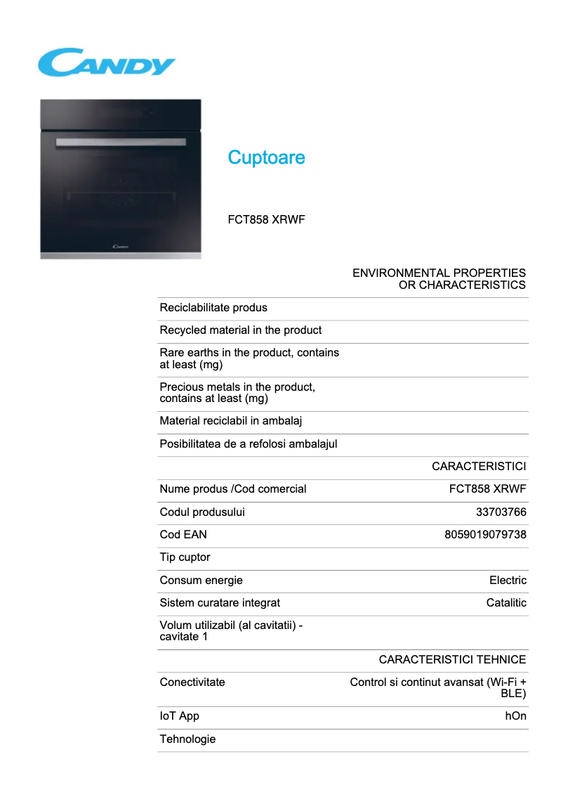 Image de la première page du manuel de l'appareil FCT858 XRWF