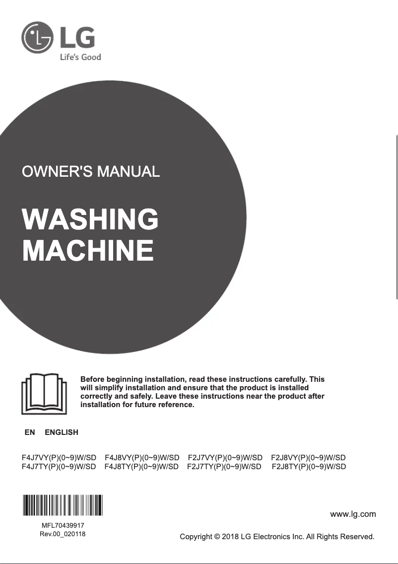 Page n°1 - Manuel utilisateur LG F4J7VYP2WD