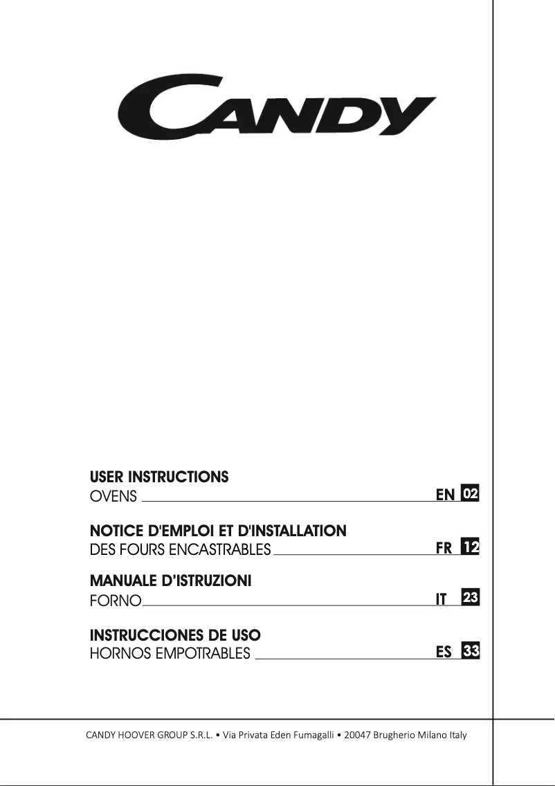 Page n°1 - Manuel utilisateur Candy FCS 201 N/E