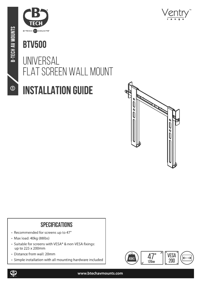 Page 1 of the manual Installation Guide B-Tech BTV500