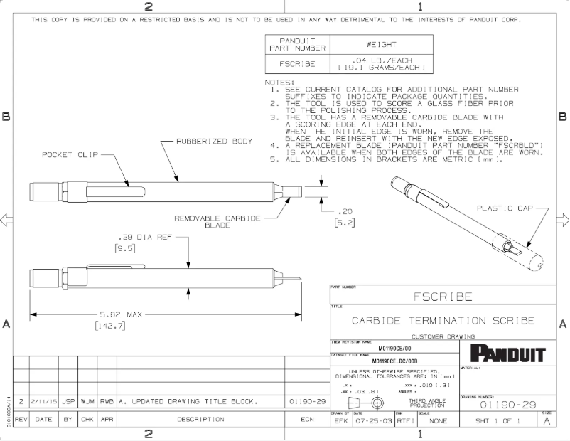 Página 1 del manual Dibujo técnico Panduit FSCRIBE