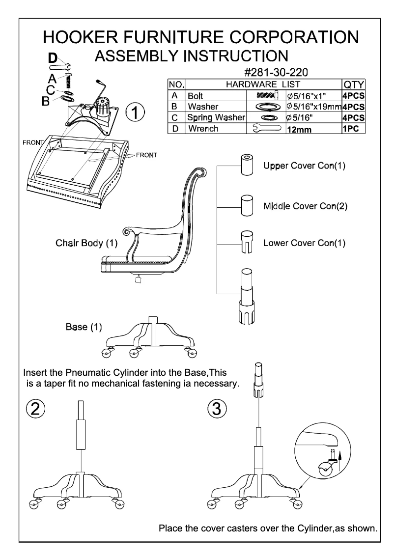 Page 1 de la notice Manuel utilisateur Hooker 281-30-220