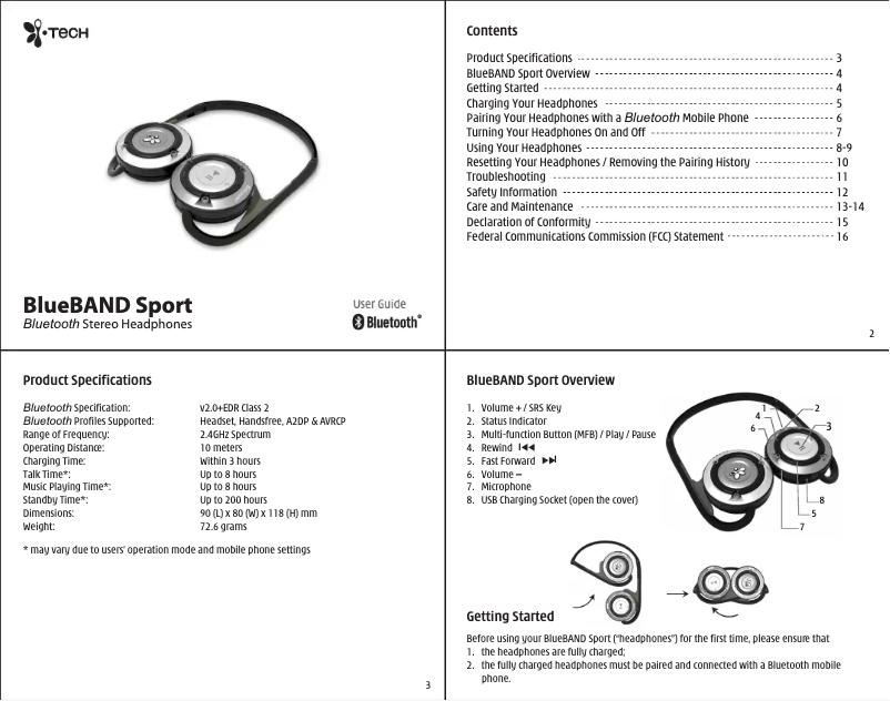Image de la première page du manuel de l'appareil BlueBand Sport