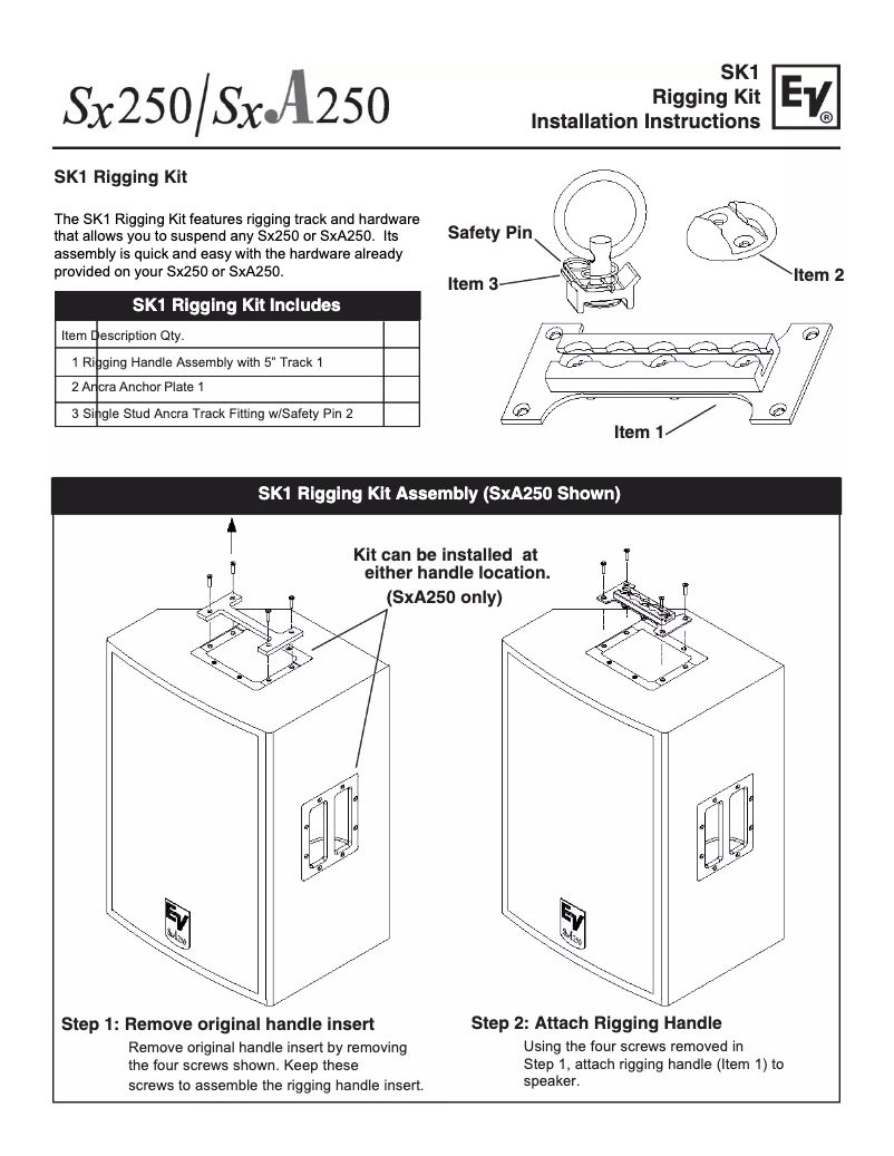 Image de la première page du manuel de l'appareil Sx 250