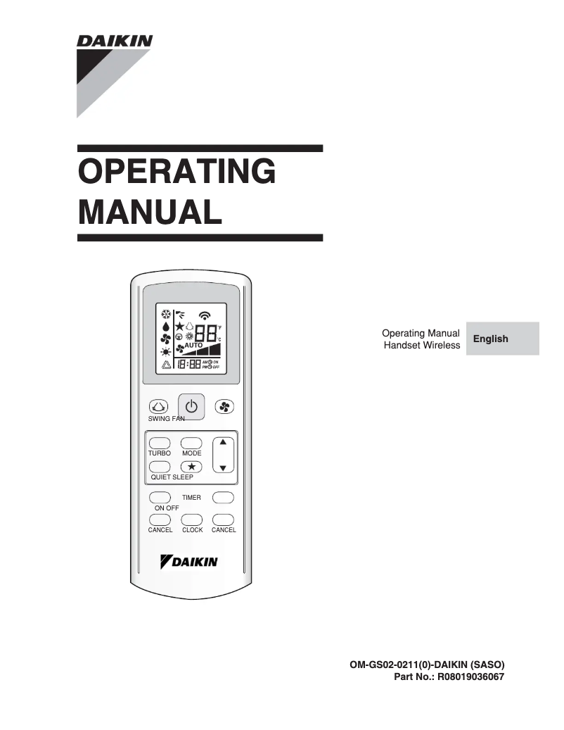 Page 1 de la notice Manuel utilisateur Daikin FHC30JEV1K