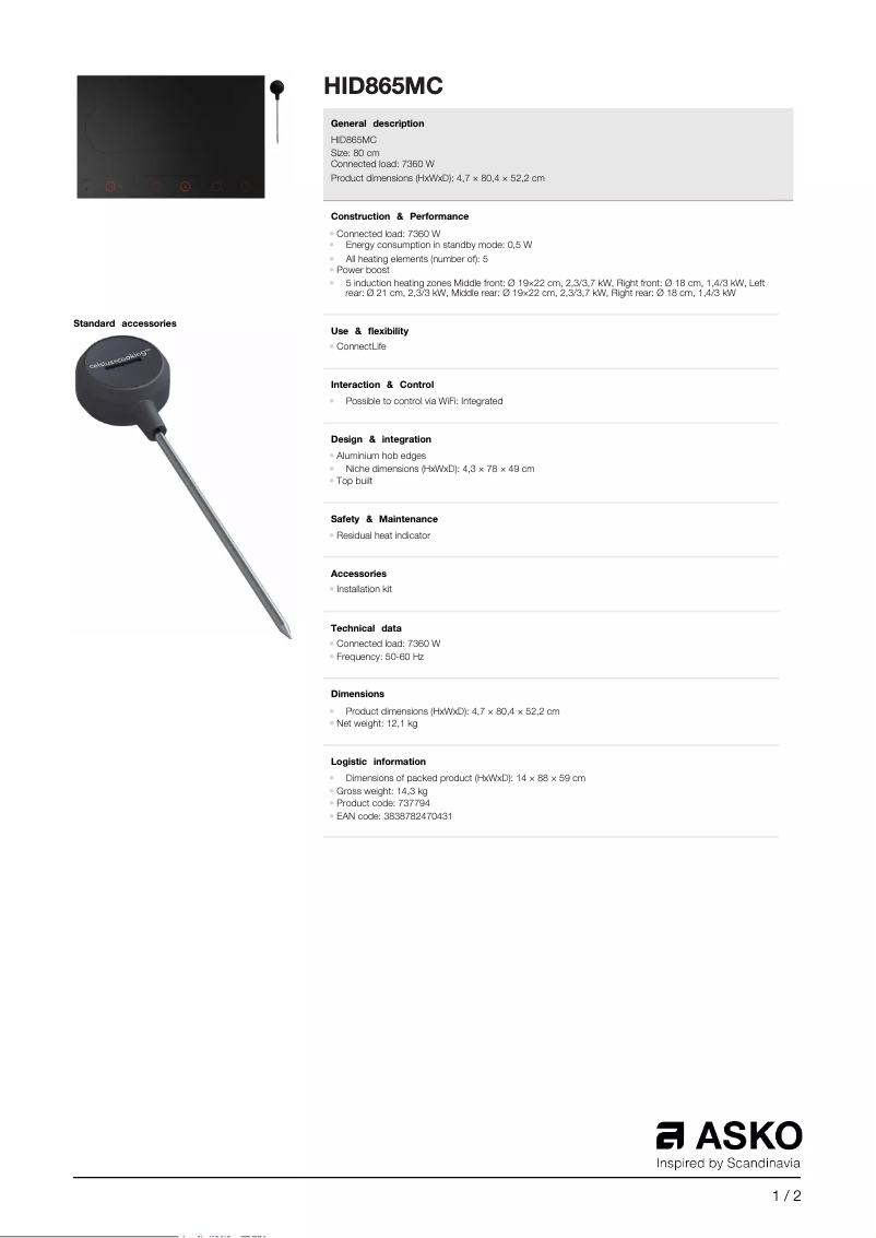 Image de la première page du manuel de l'appareil HID865MC