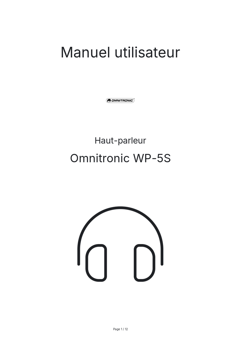 Page n°1 - Manuel utilisateur Omnitronic WP-5S