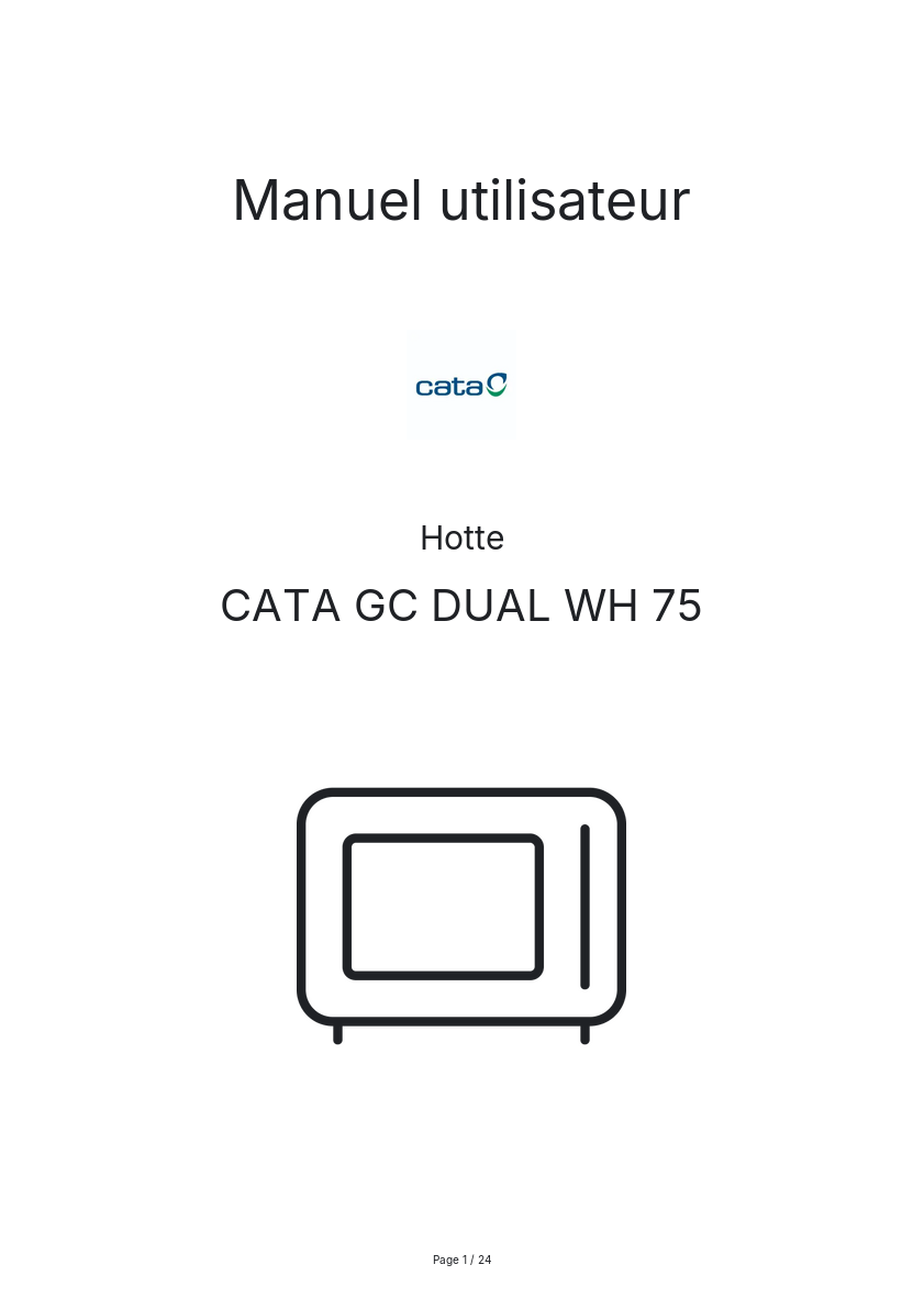 Page n°1 - Manuel utilisateur CATA GC DUAL WH 75