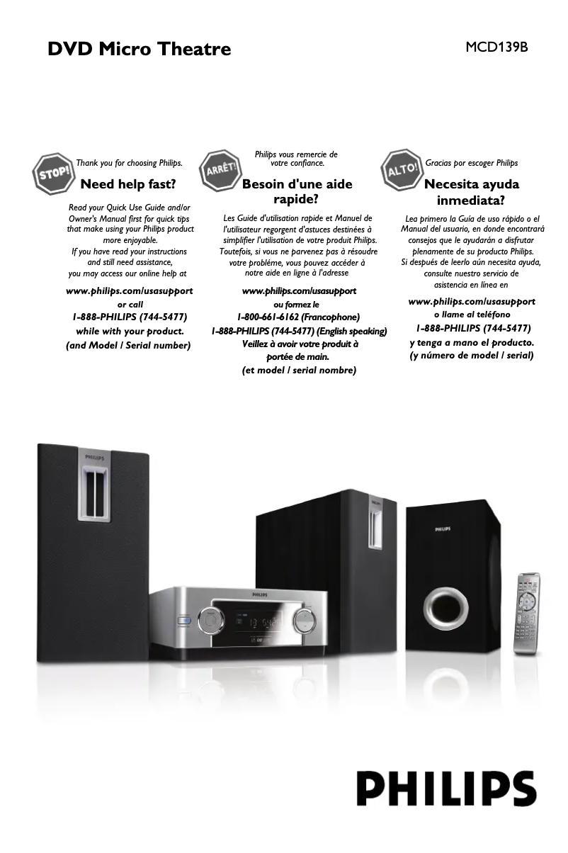 Page 1 de la notice Manuel utilisateur Philips MCD139B