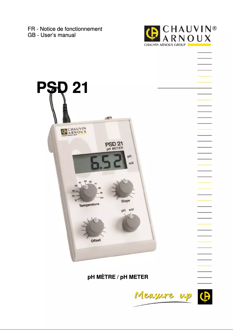 Page 1 de la notice Manuel utilisateur Chauvin Arnoux PSD21