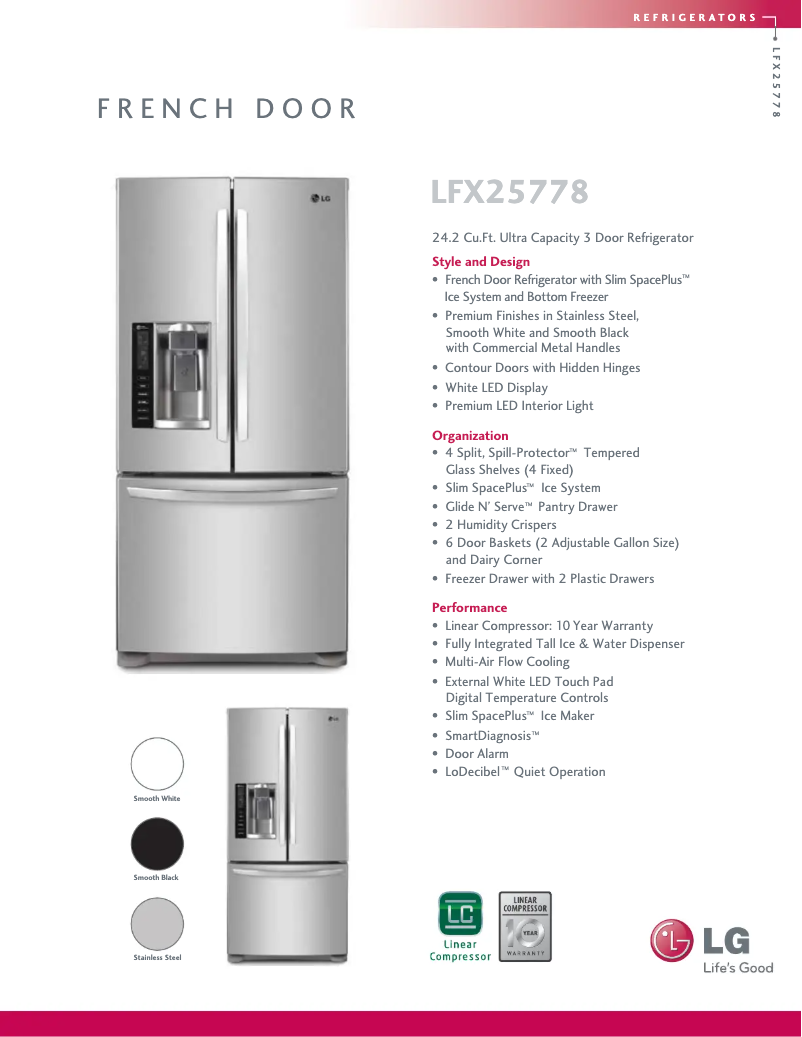 Imagen de la primera página del manual del dispositivo LFX25778SW