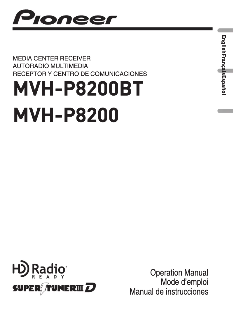 Page n°1 - Manuel utilisateur Pioneer MVH-P8200BT
