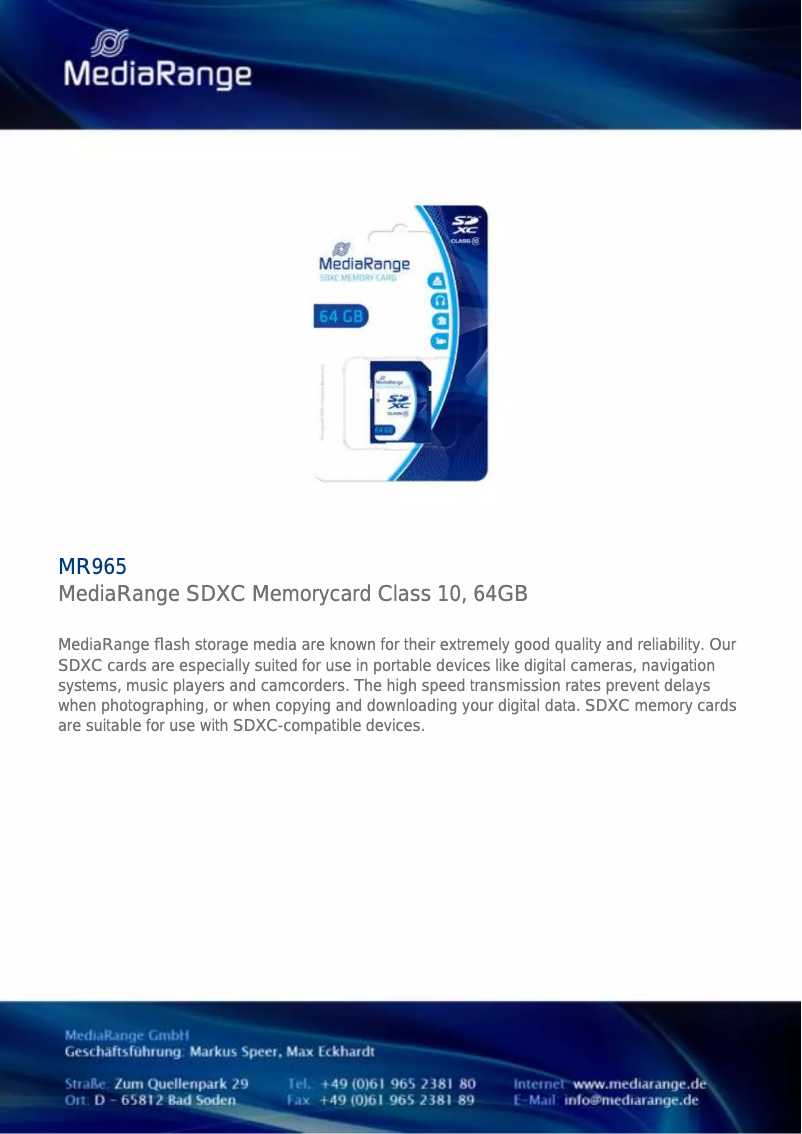 Page 1 de la notice Manuel utilisateur MediaRange MR965