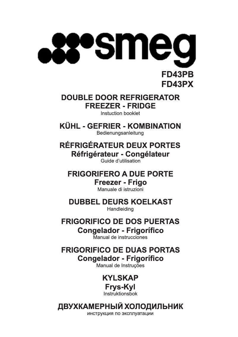 Page 1 de la notice Manuel utilisateur Smeg FD43PX