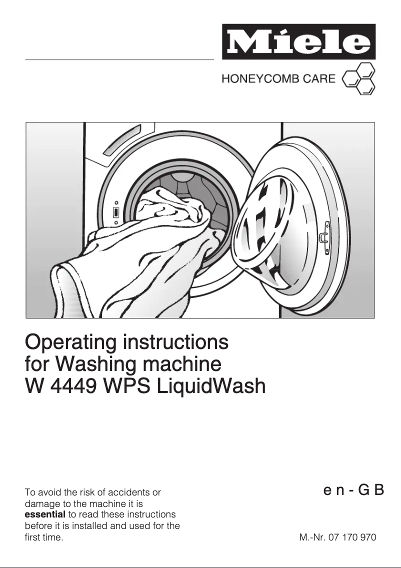 Page 1 de la notice Manuel utilisateur Miele W 4449