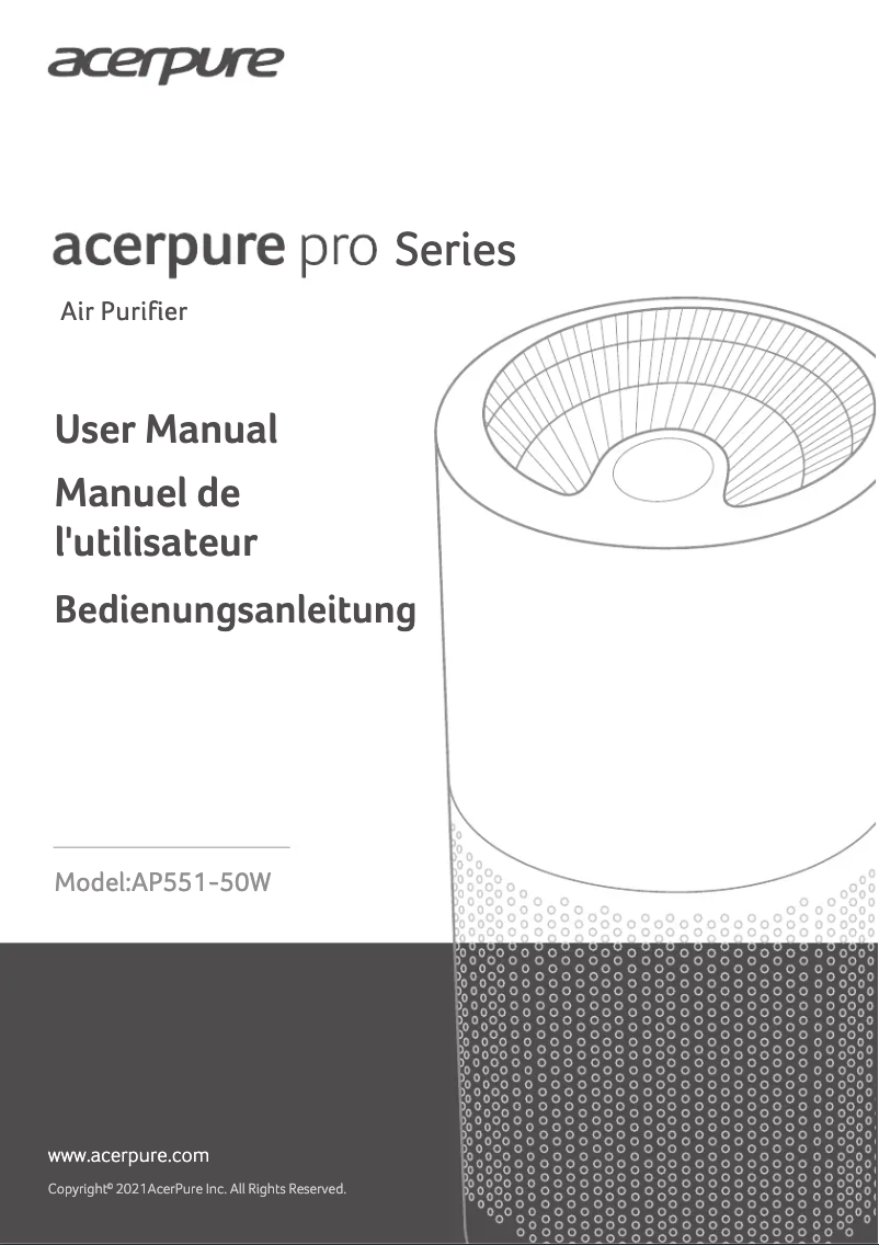 Page n°1 - Manuel utilisateur Acer Acerpure Pro P2 AP551-50W