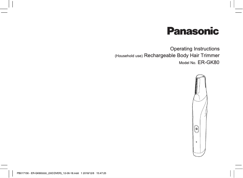 Page n°1 - Manuel utilisateur Panasonic ER-GK80