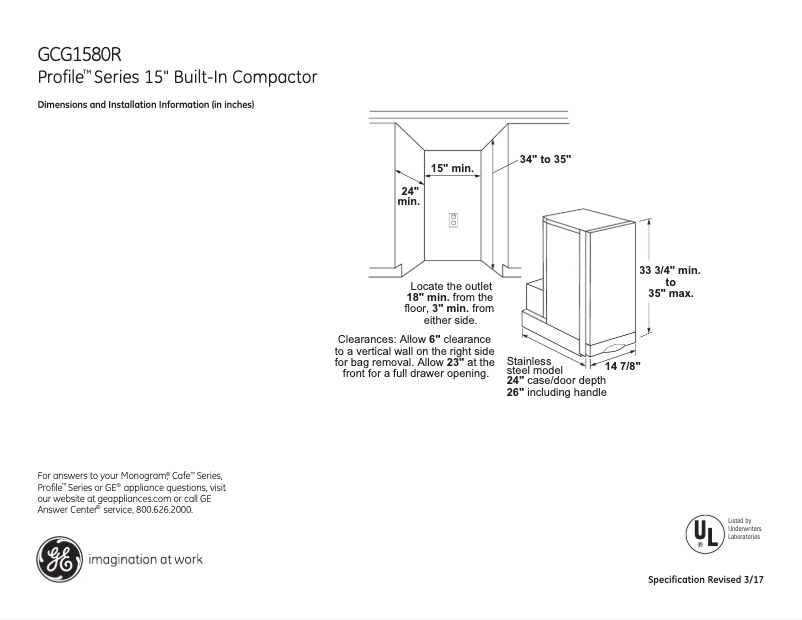 Page 1 de la notice Fiche technique GE GCG1580RSS