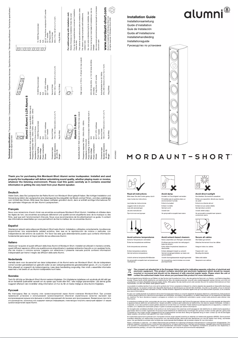Page n°1 - Manuel utilisateur Mordaunt-Short Alumni 8