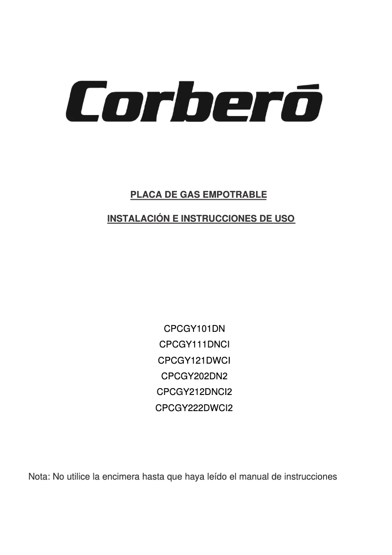 Page n°1 - Manuel utilisateur Corbero CPCGY222DWCI