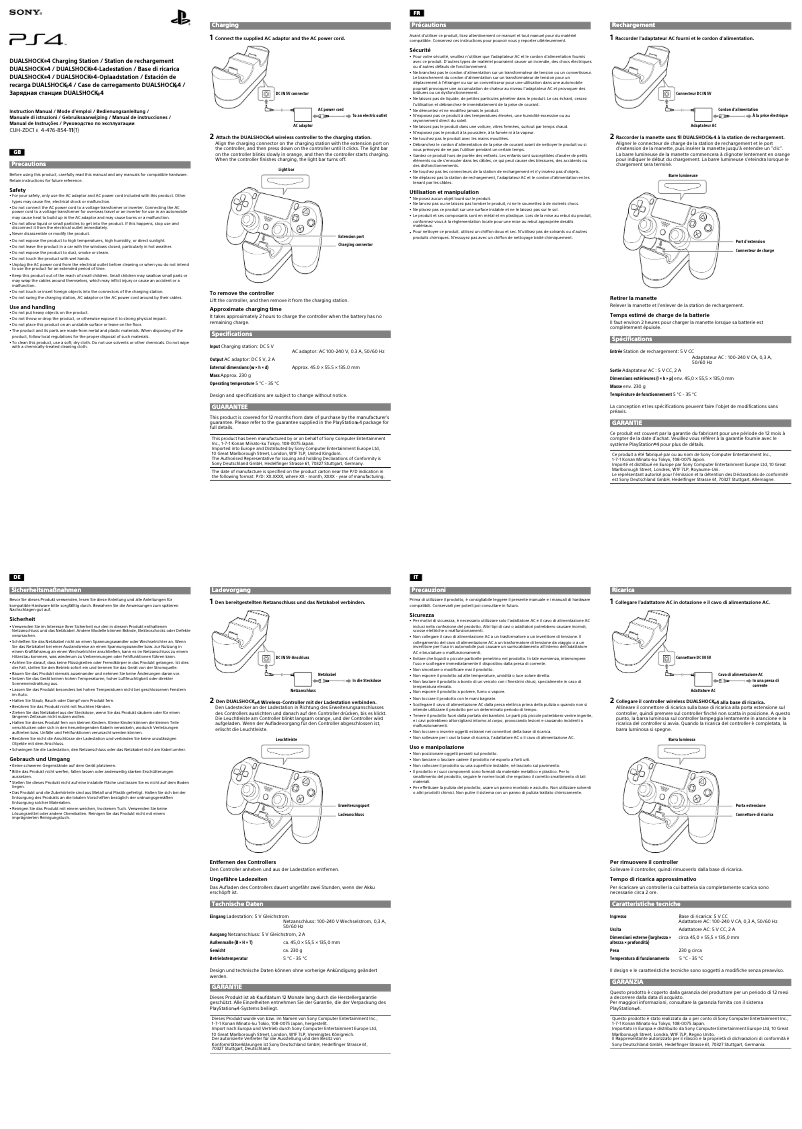 Image de la première page du manuel de l'appareil DualShock 4 (PS4)