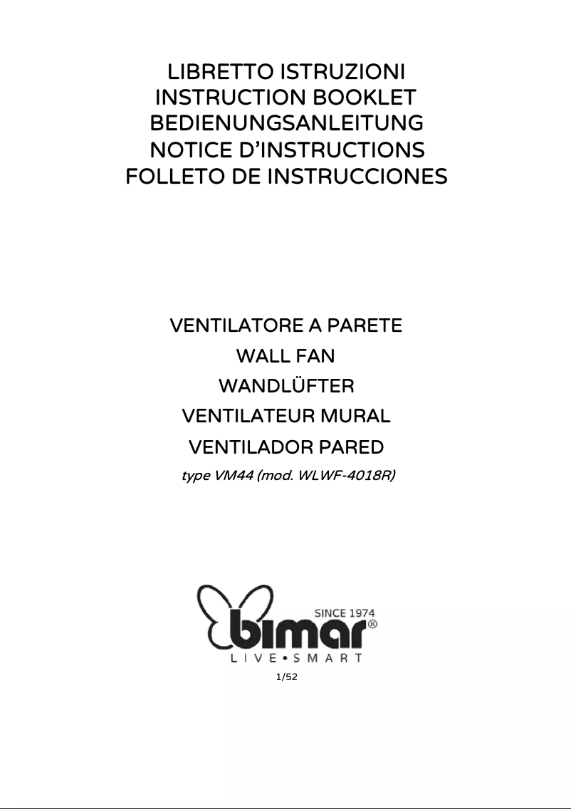 Page n°1 - Manuel utilisateur Bimar VM44