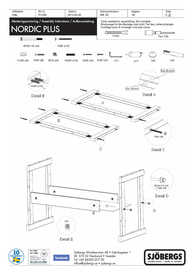Page 1 de la notice Manuel utilisateur Sjöbergs Nordic Plus
