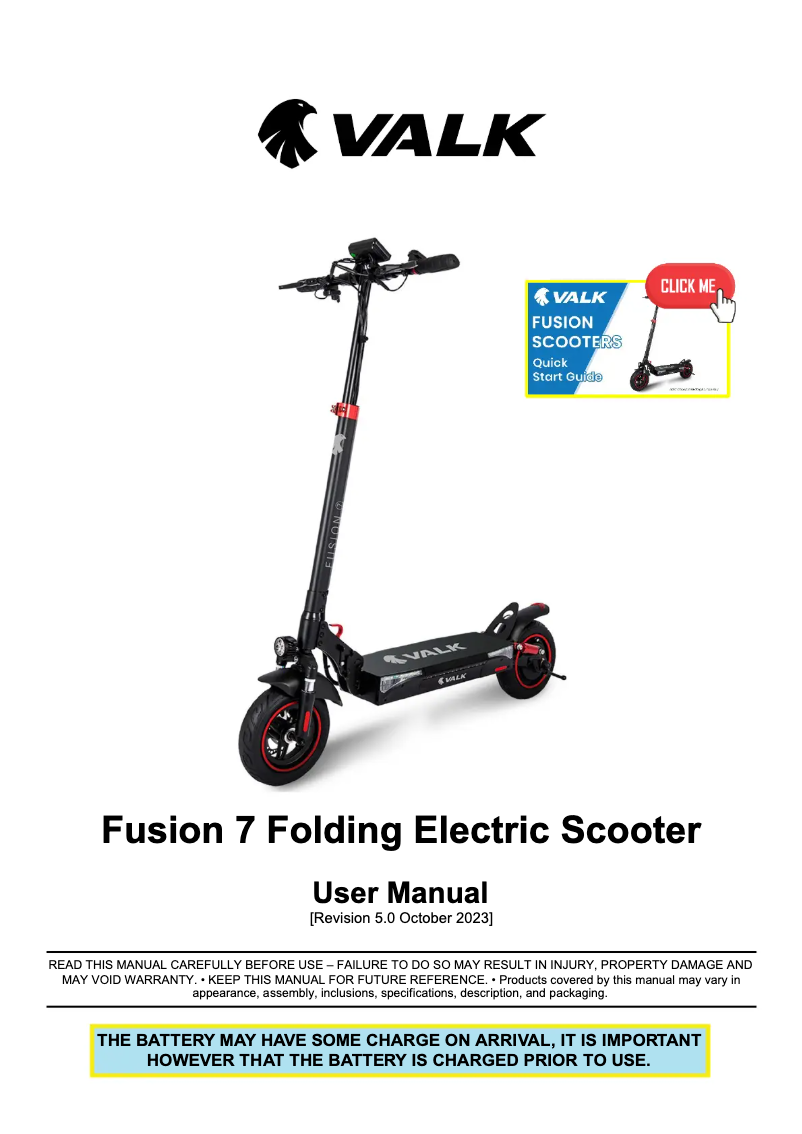 Page 1 de la notice Manuel utilisateur Valk Fusion 7
