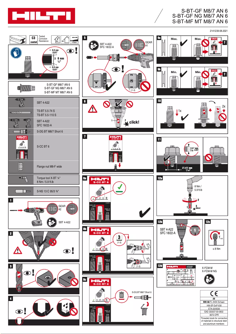 Page 1 de la notice Manuel utilisateur Hilti S-BT GF