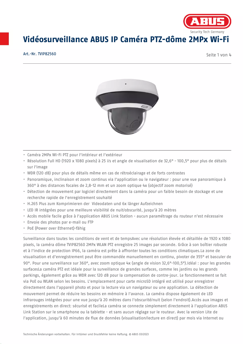 Imagen de la primera página del manual del dispositivo TVIP82560