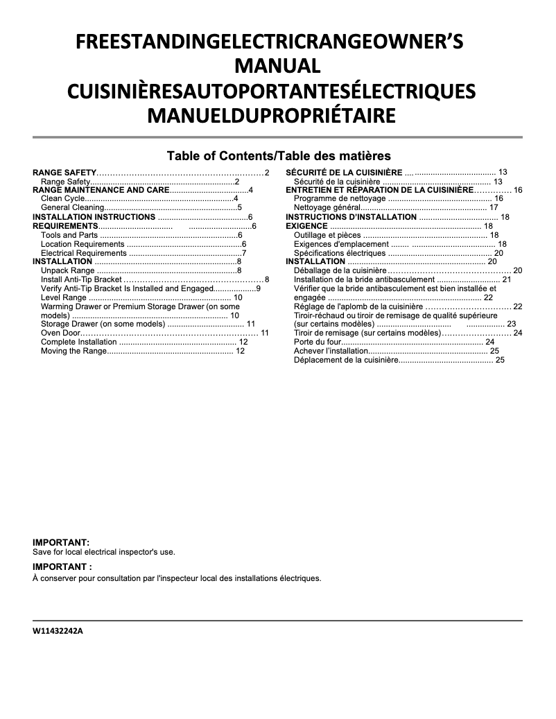 Page 1 de la notice Informations de garantie Whirlpool YWFE745H0FH