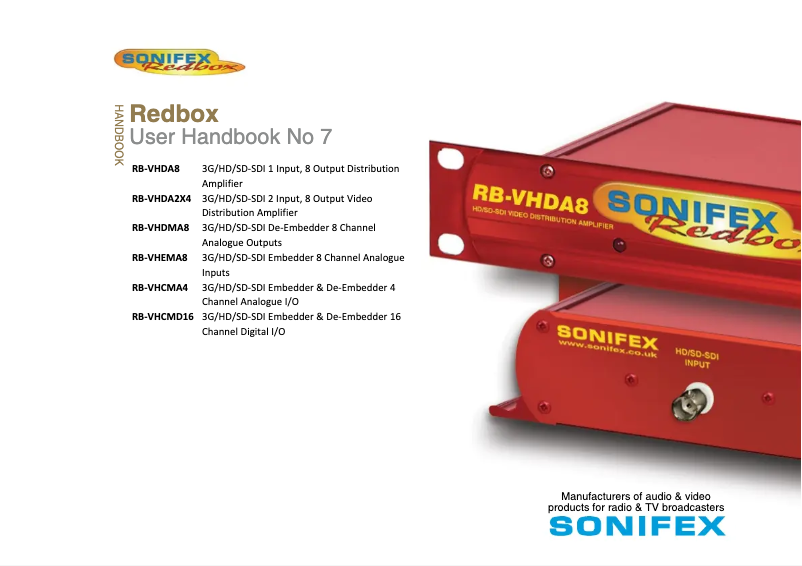 Page n°1 - Manuel utilisateur Sonifex Redbox RB-VHCMA4