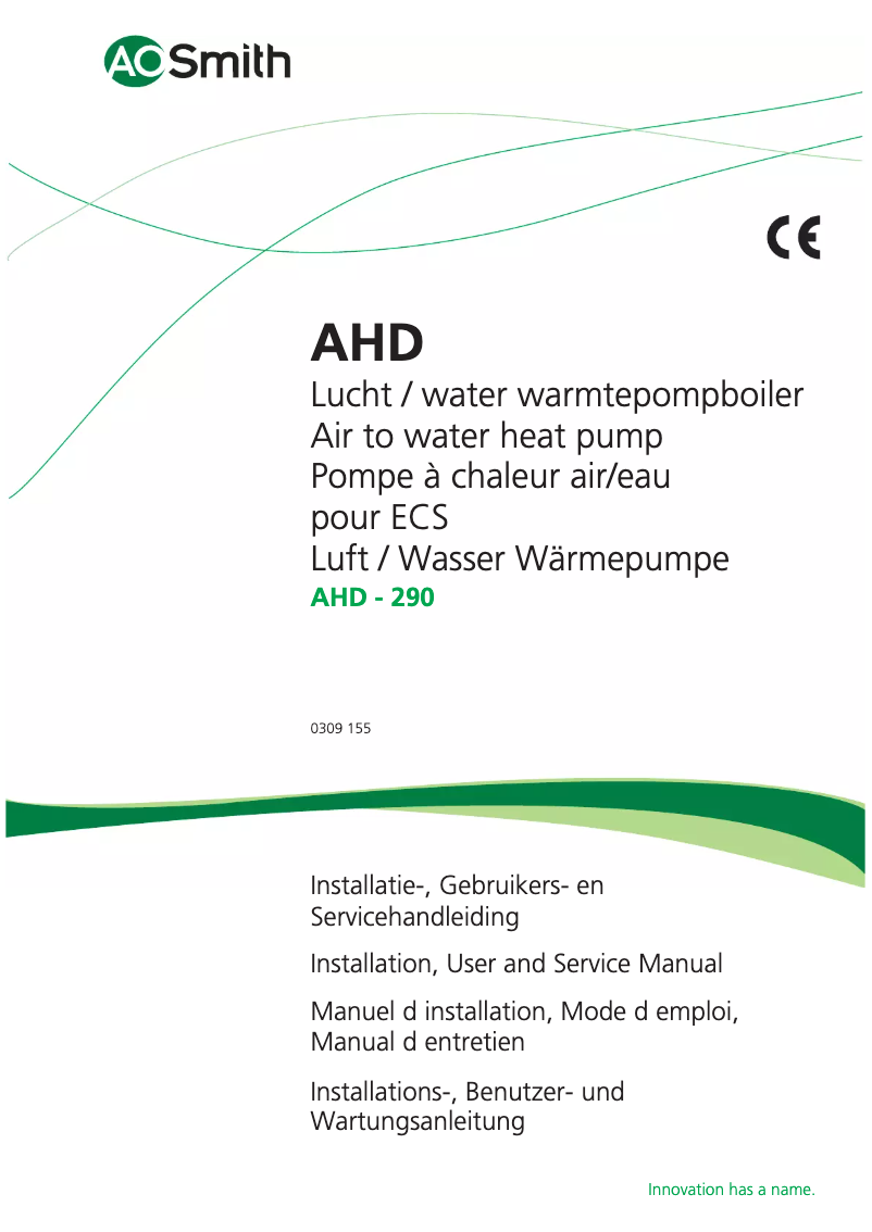 Page n°1 - Manuel utilisateur A.O. Smith AHD 290