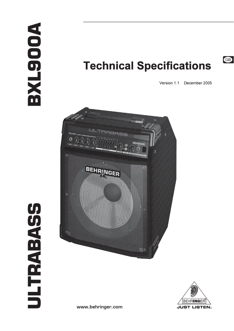 Imagen de la primera página del manual del dispositivo Ultrabass BXL900A